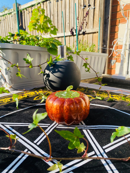 Orange pumpkin pot with lid