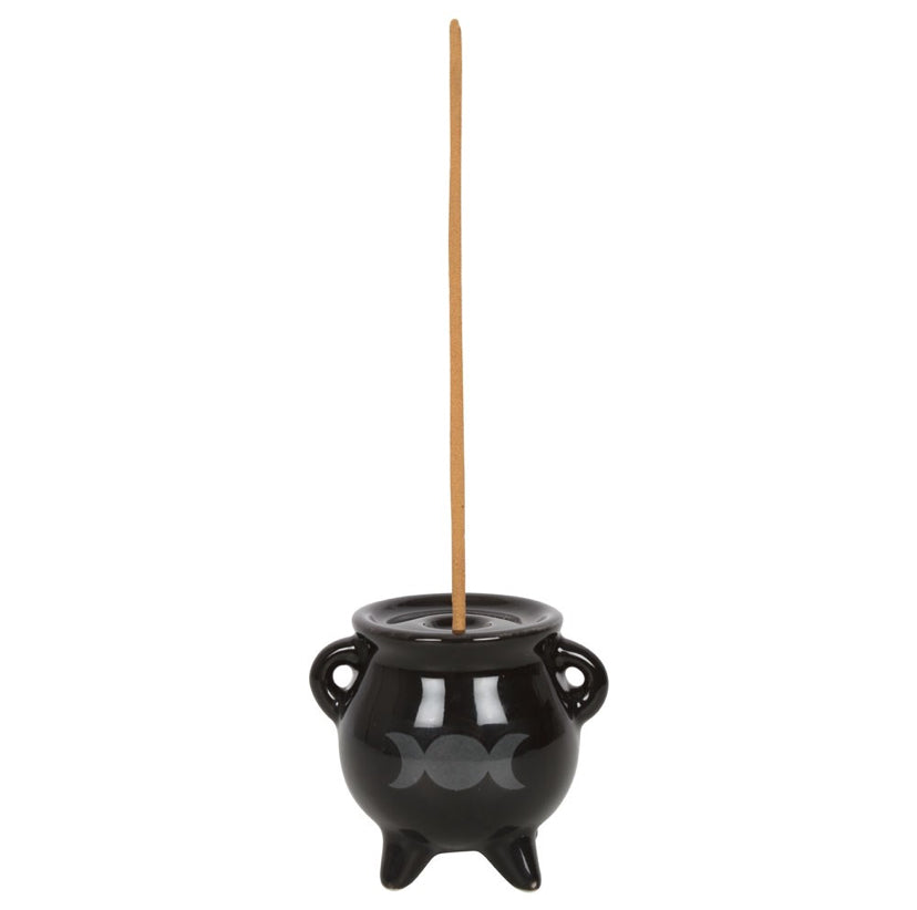 Triple moon cauldron incense holder