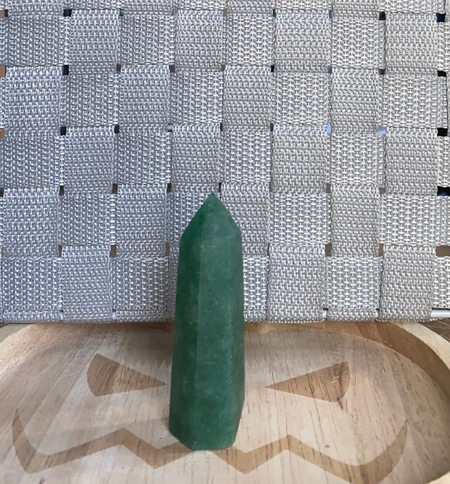 Green strawberry quartz point