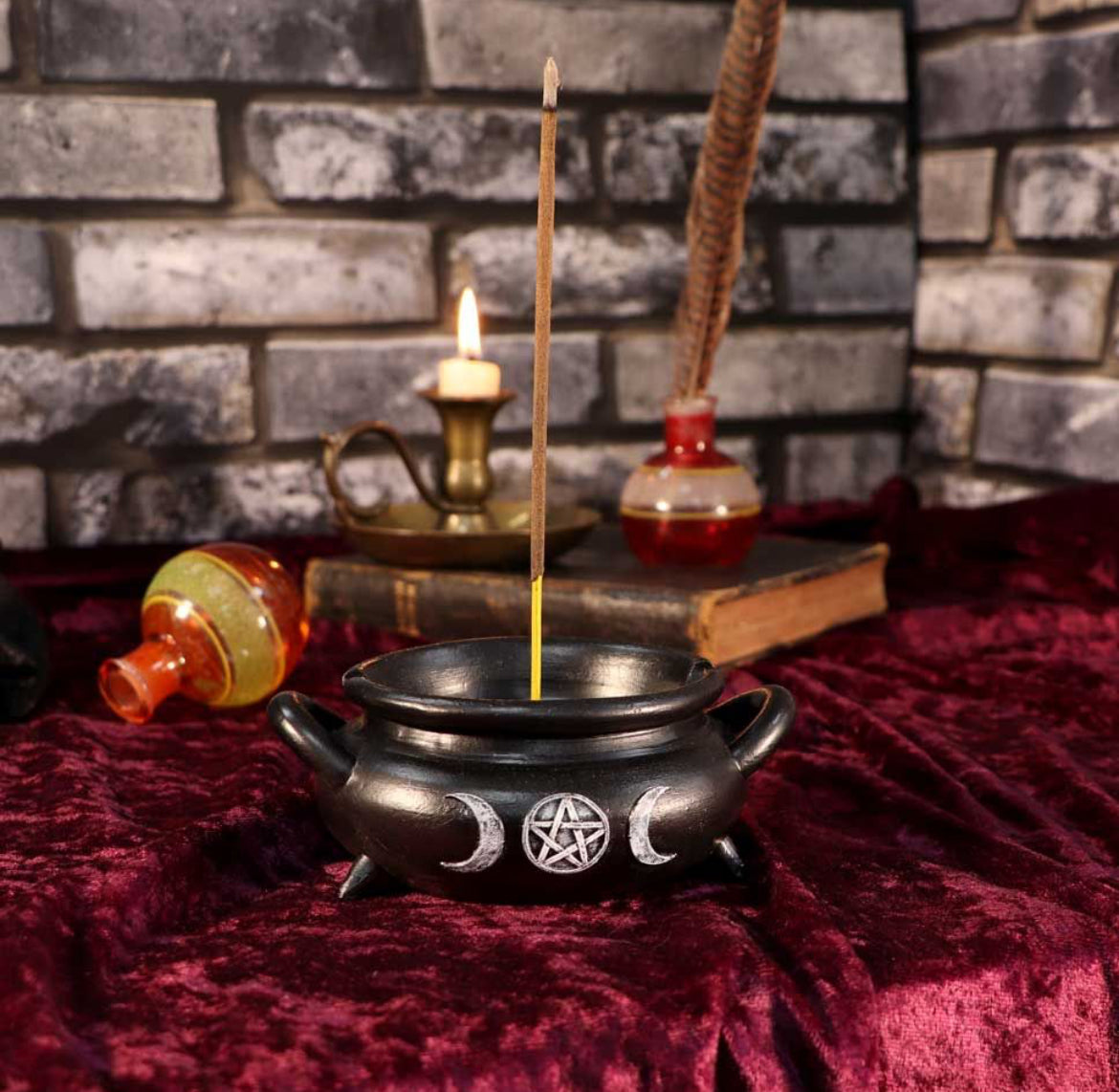 Black cauldron incense burner