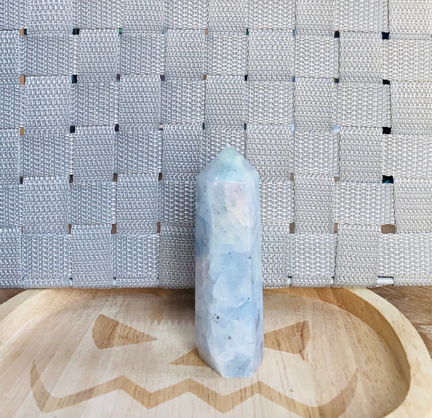 Aura blue calcite point