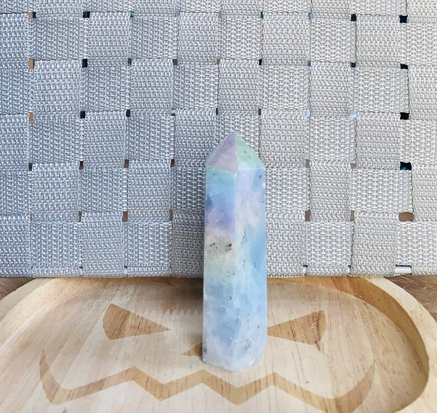 Aura blue calcite point