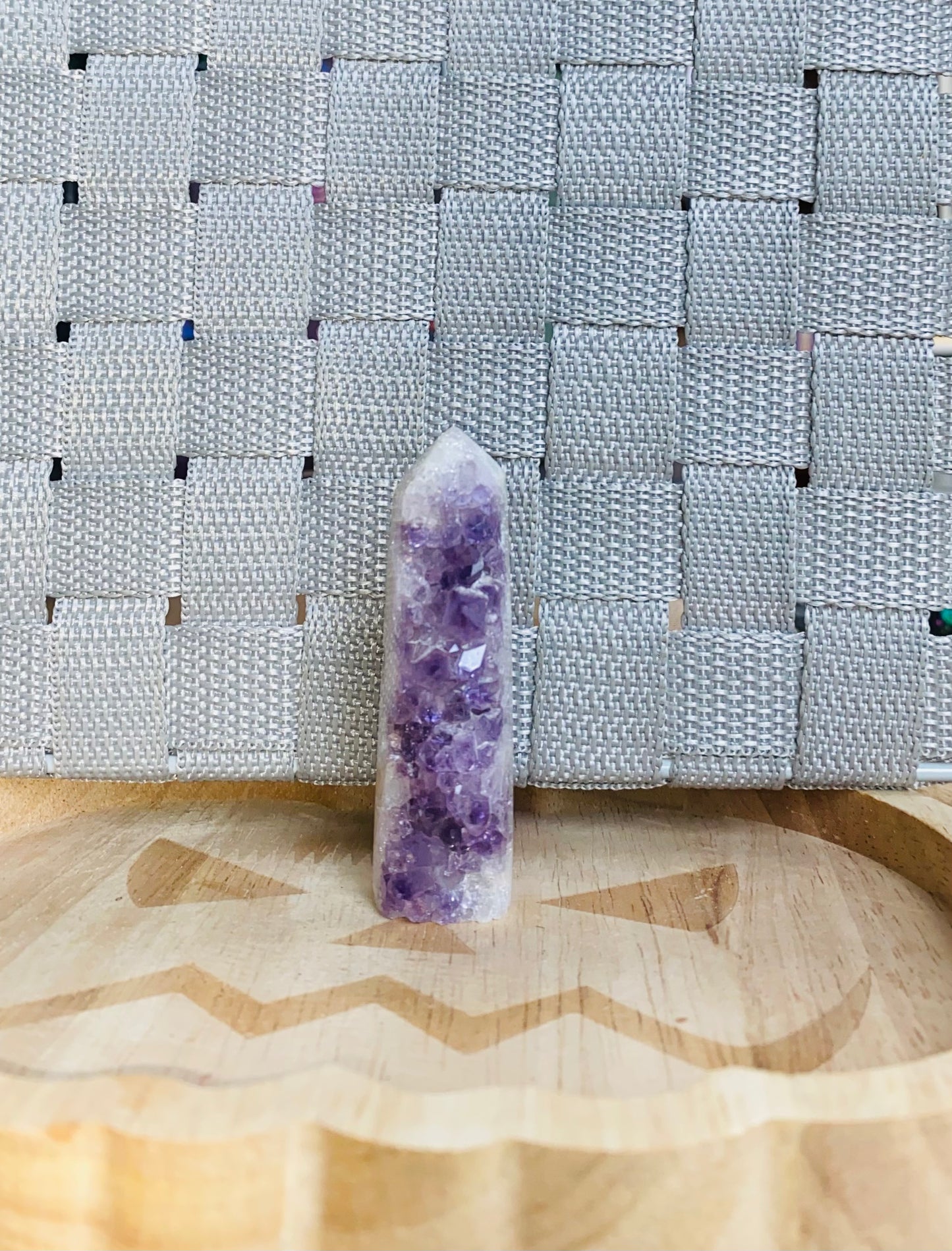 Raw cluster amethyst point