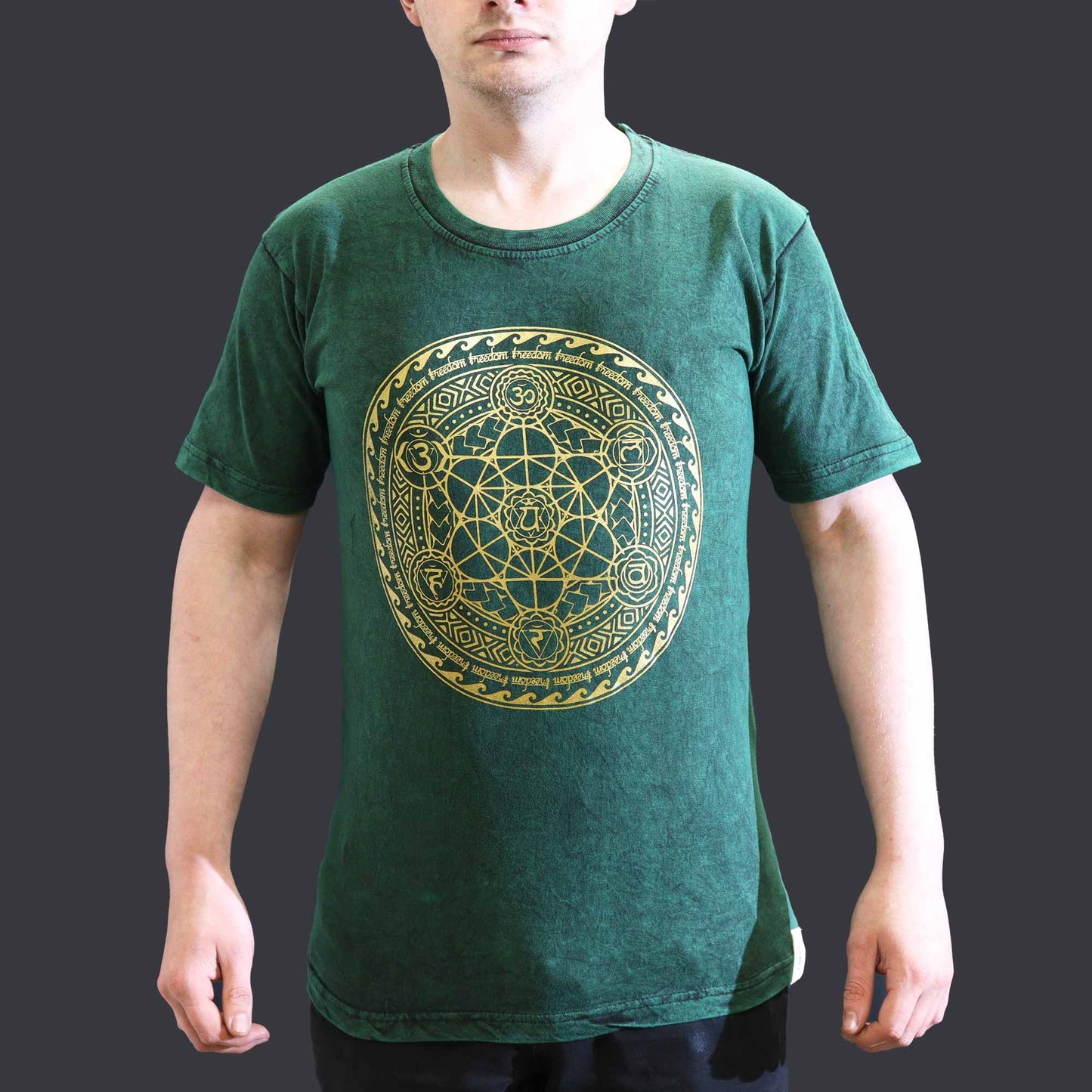 Nomad Sari Stonewashed Cotton T-Shirt – Chakra – Green – Small