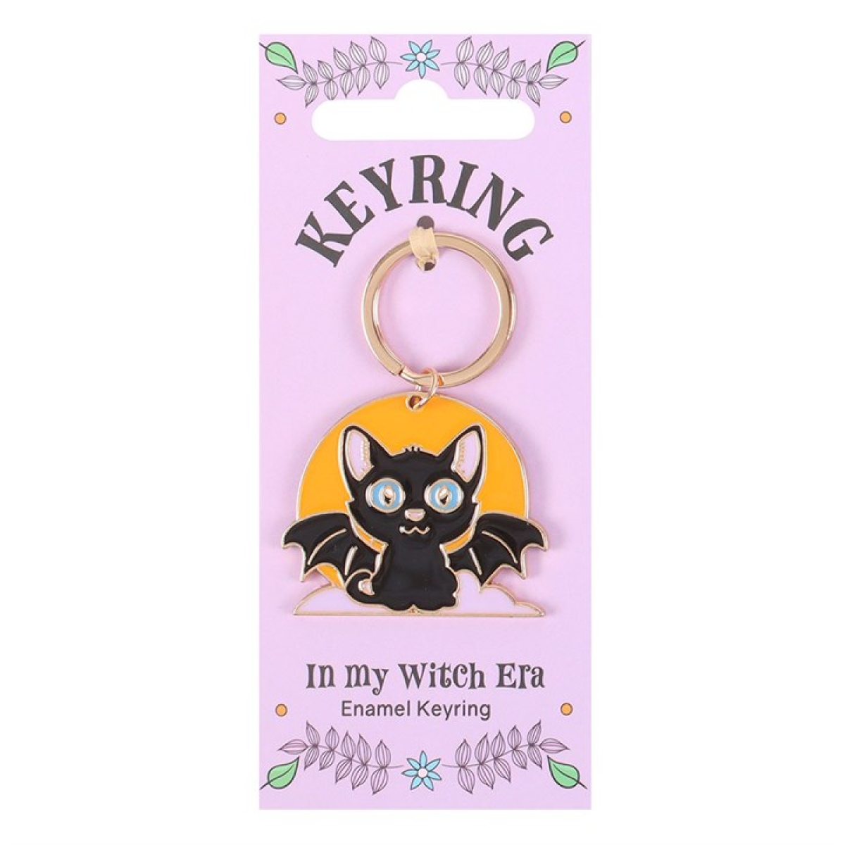In My Witch Era Bat Cat and Moon Enamel Keyring