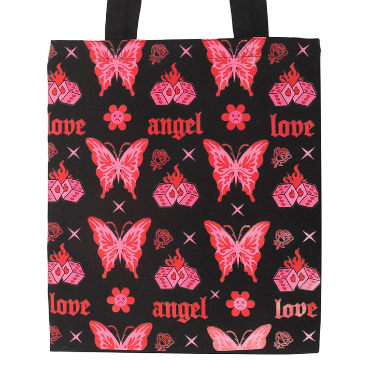 Flaming Butterfly Print Polycotton Tote Bag