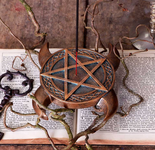 Triple moon pentacle incense burner