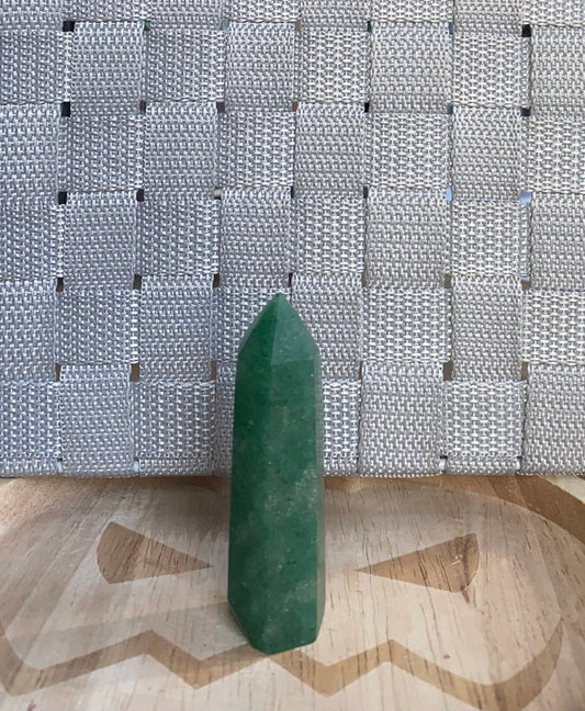 Green strawberry quartz point