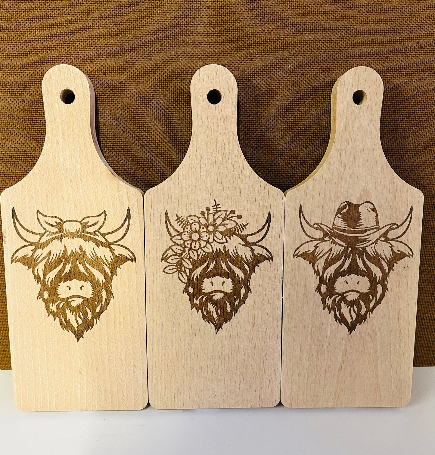 Highland cow serving boards