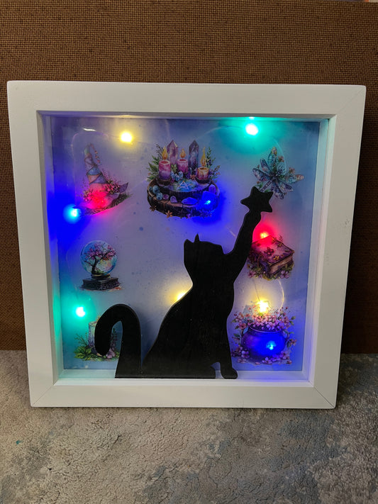 Light up witchy cat display