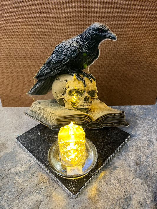 Spell Book Crow Skull Display