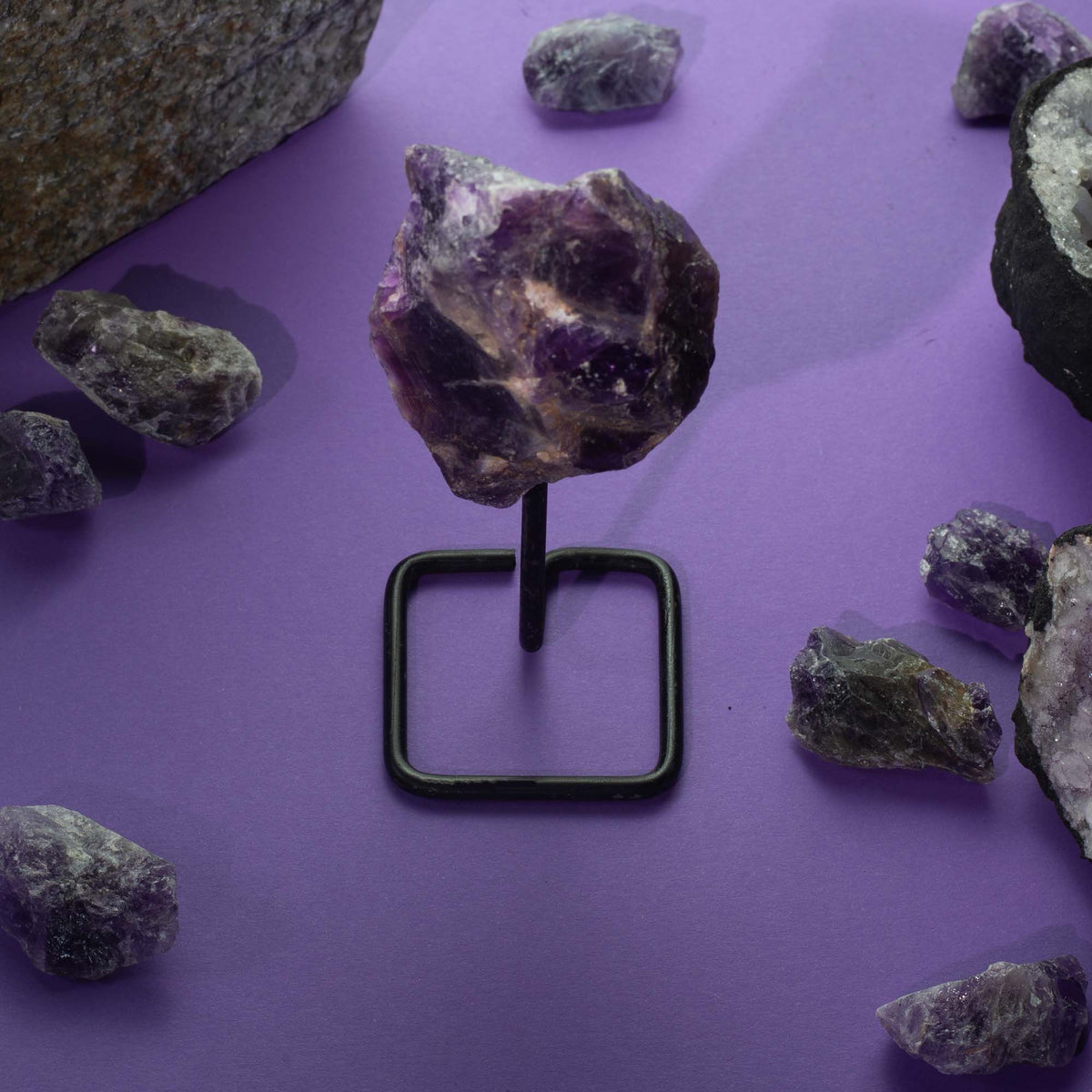 Mineral Specimen on Metal Stand - Rainbow Moonstone