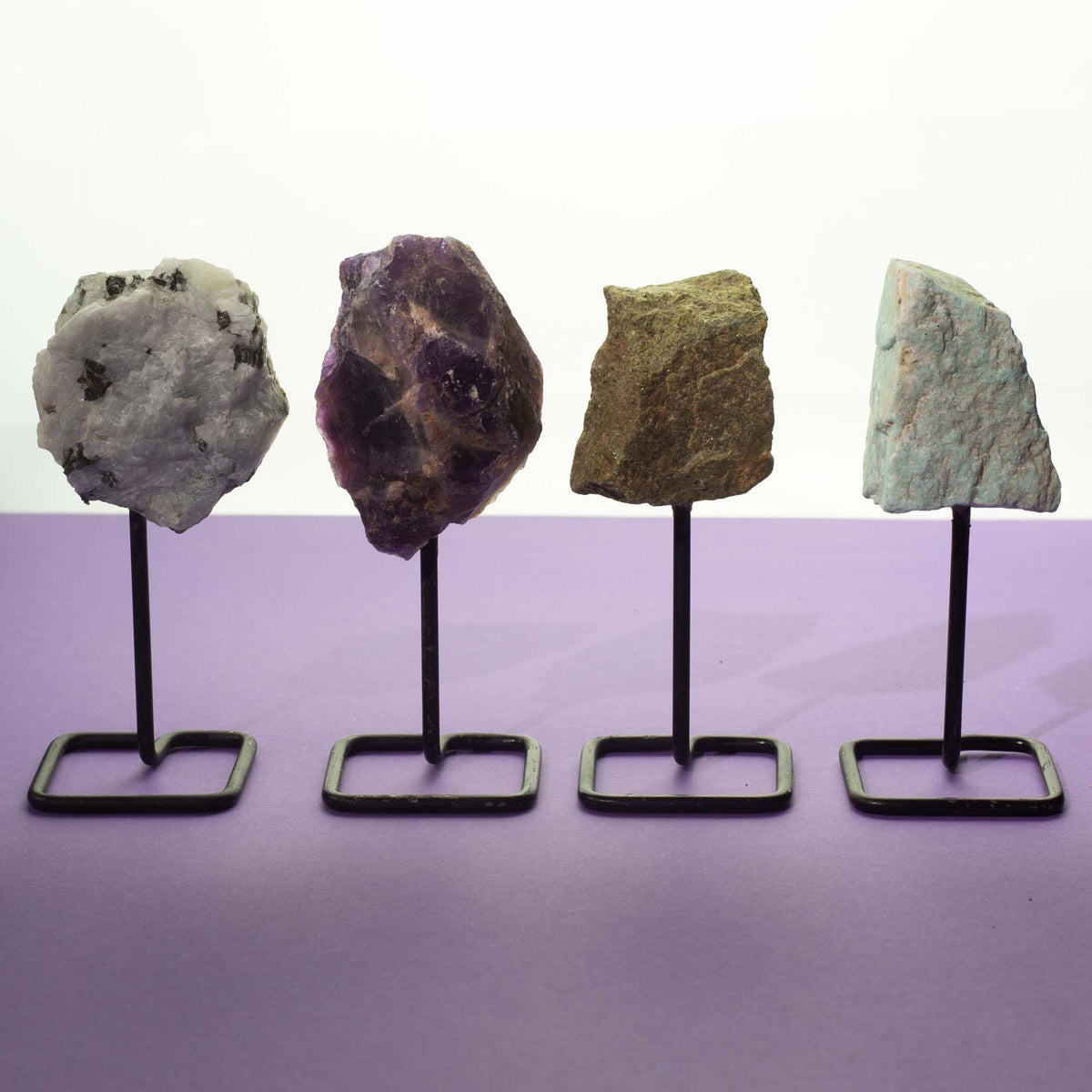 Mineral Specimen on Metal Stand - Rainbow Moonstone