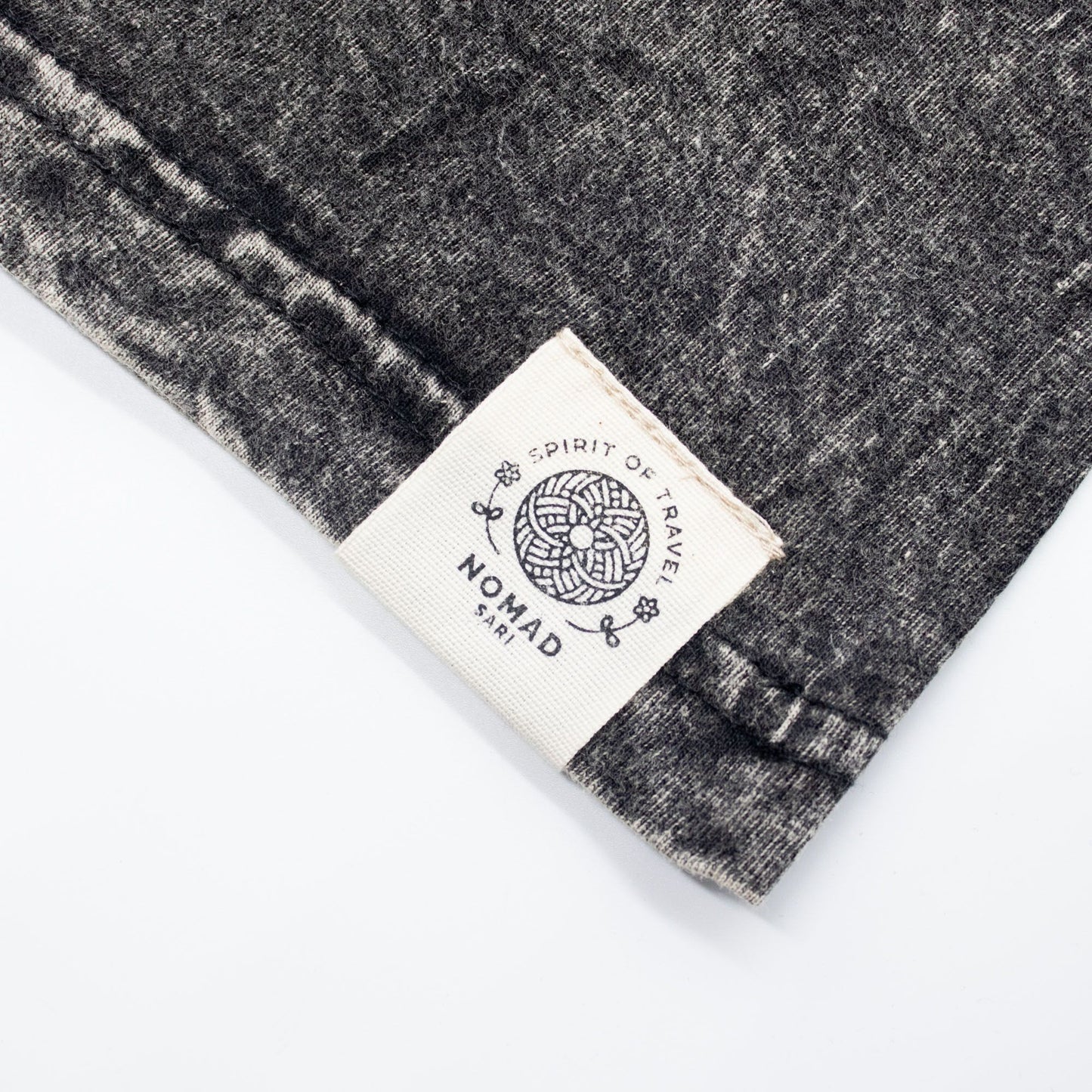 Nomad Sari Stonewashed Cotton T-Shirt - Compass of Life - Charcoal - XL