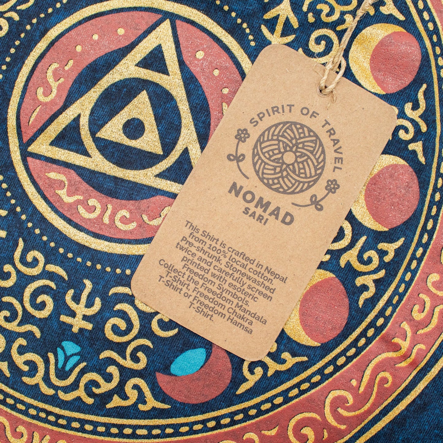 Nomad Sari Stonewashed Cotton T-Shirt - Stay Wild Moon Child - Blue - Large