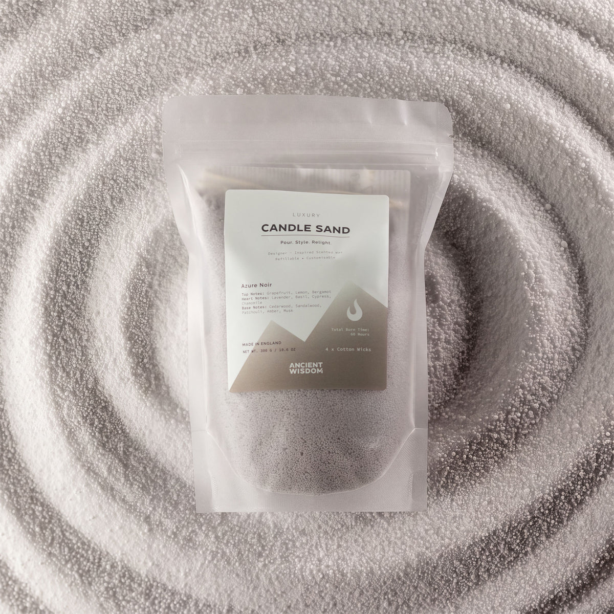 Fragranced Candle Sand - Warm Grey - Azure Noir - 300g