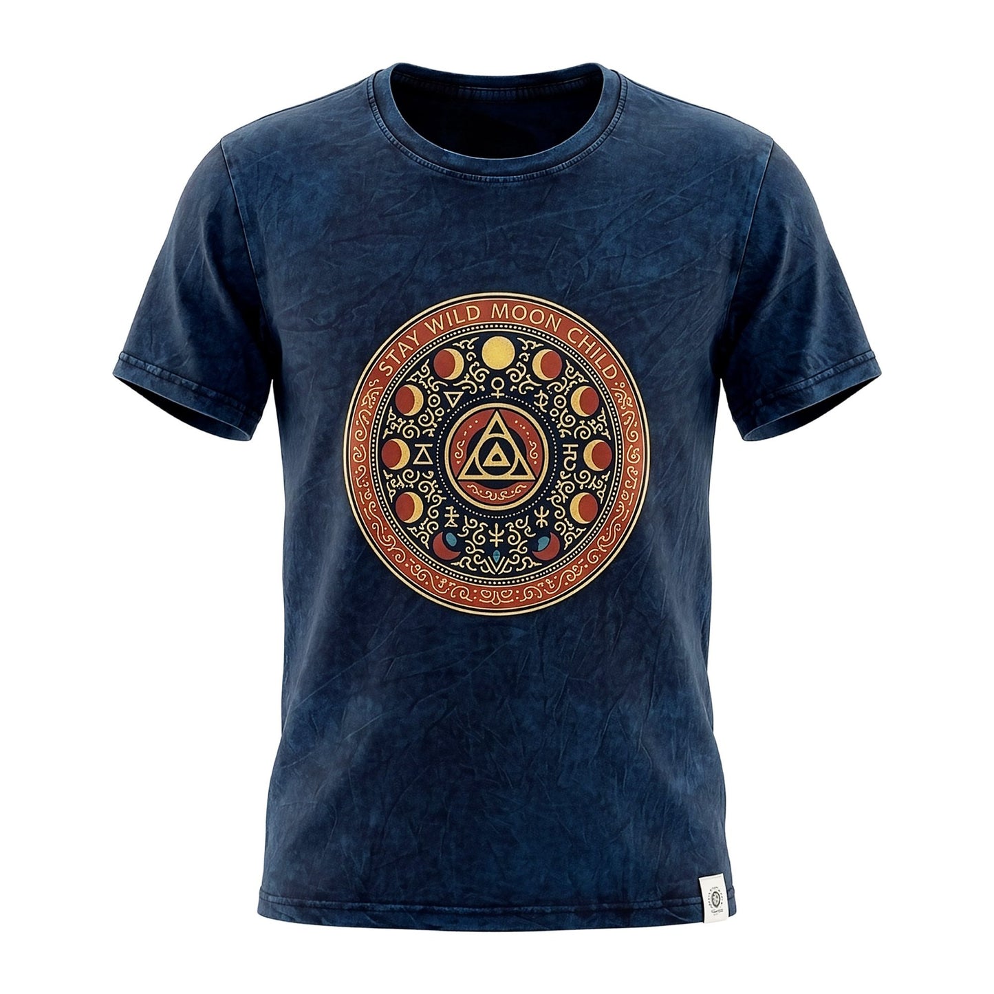 Nomad Sari Stonewashed Cotton T-Shirt - Stay Wild Moon Child - Blue - Medium