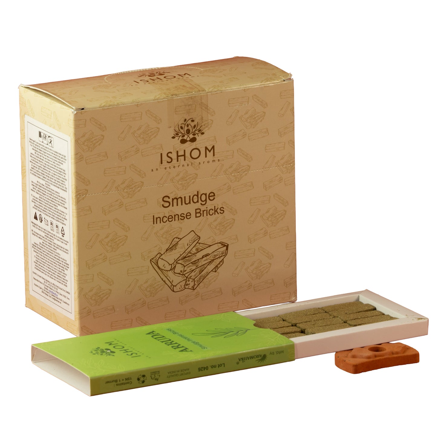 Pack of 15 Natural Incense Smudge Bricks and Burner - Benzion