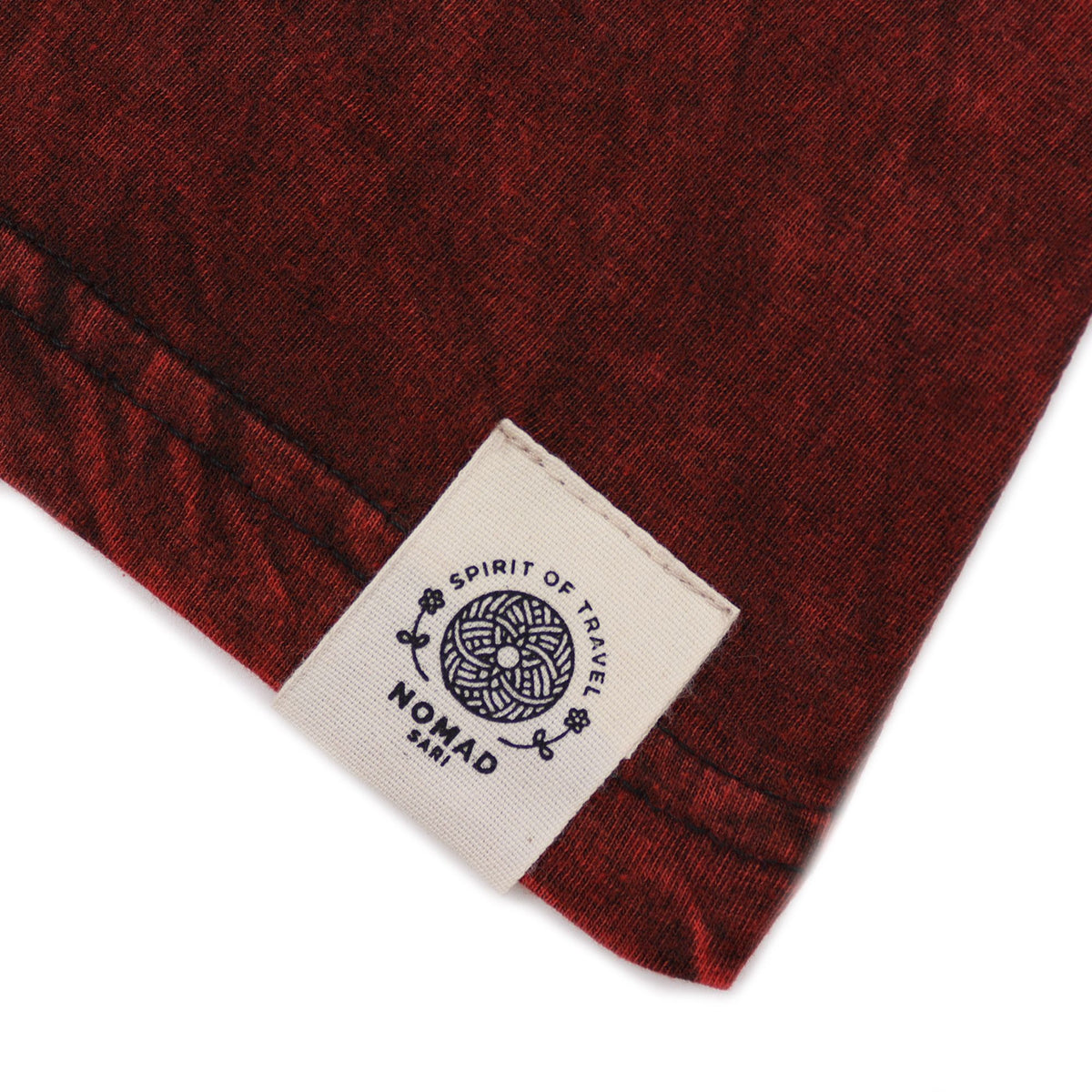 Nomad Sari Stonewashed Cotton T-Shirt – Mandala – Maroon – Large