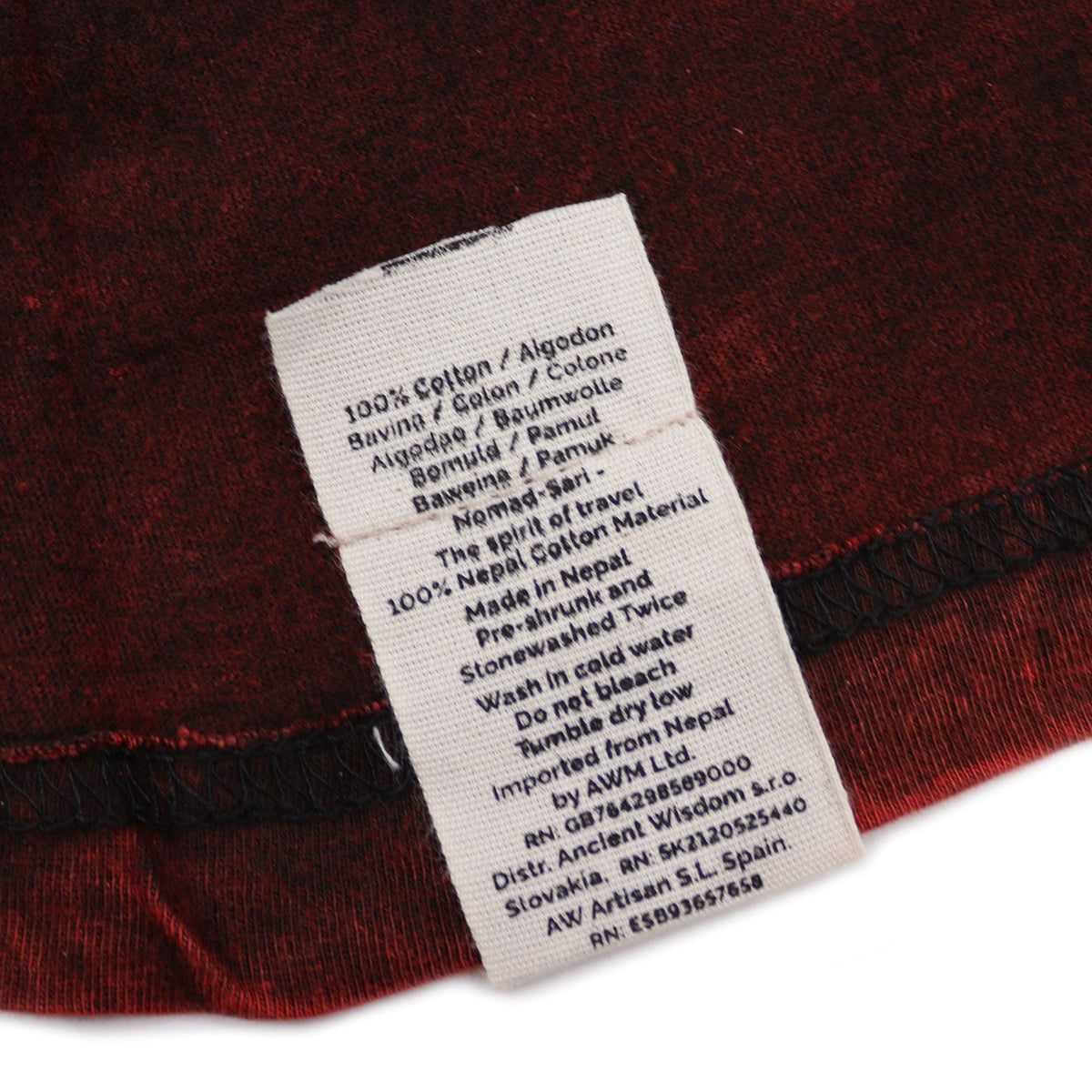 Nomad Sari Stonewashed Cotton T-Shirt – Mandala – Maroon – Large