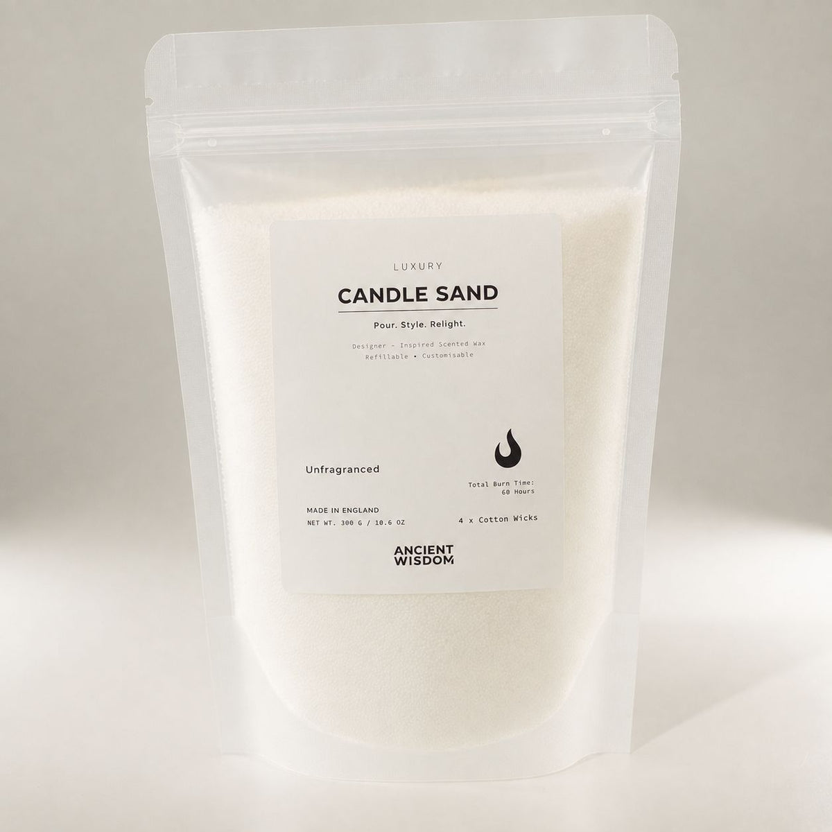 Unfragranced Candle Sand - White - 300g