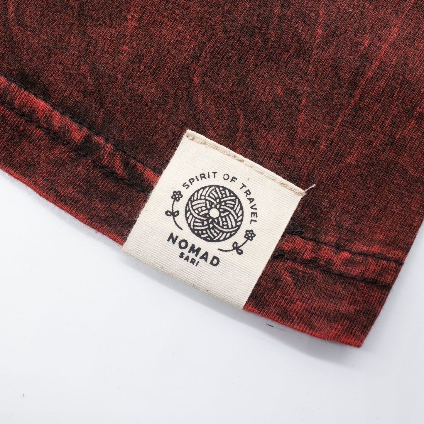 Nomad Sari Stonewashed Cotton T-Shirt - Dragon Mandala - Maroon - Medium