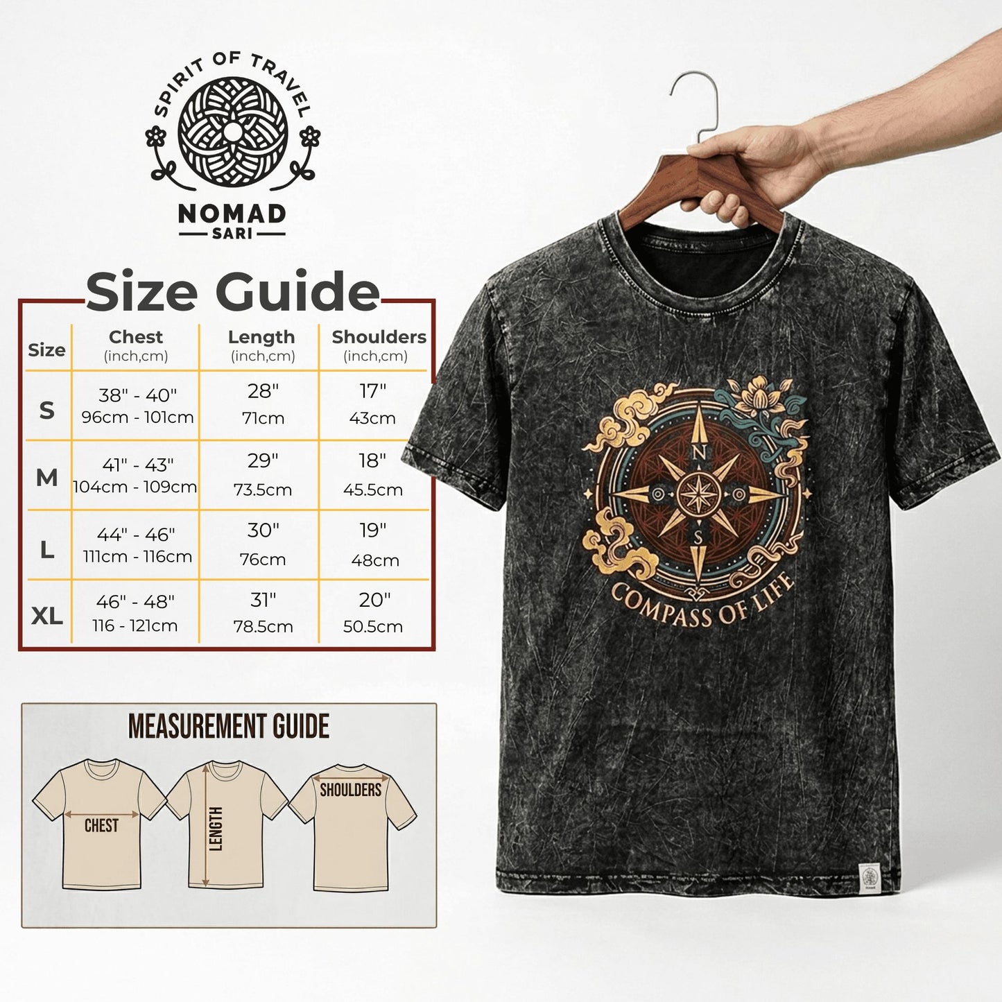 Nomad Sari Stonewashed Cotton T-Shirt - Rebel - Charcoal - XL