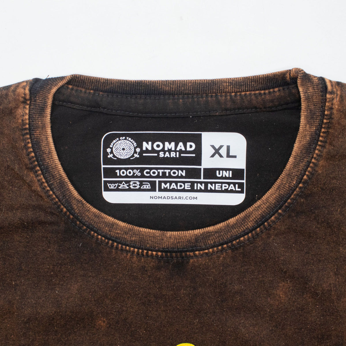 Nomad Sari Stonewashed Cotton T-Shirt - Sun & Zodiac - Brown - XL