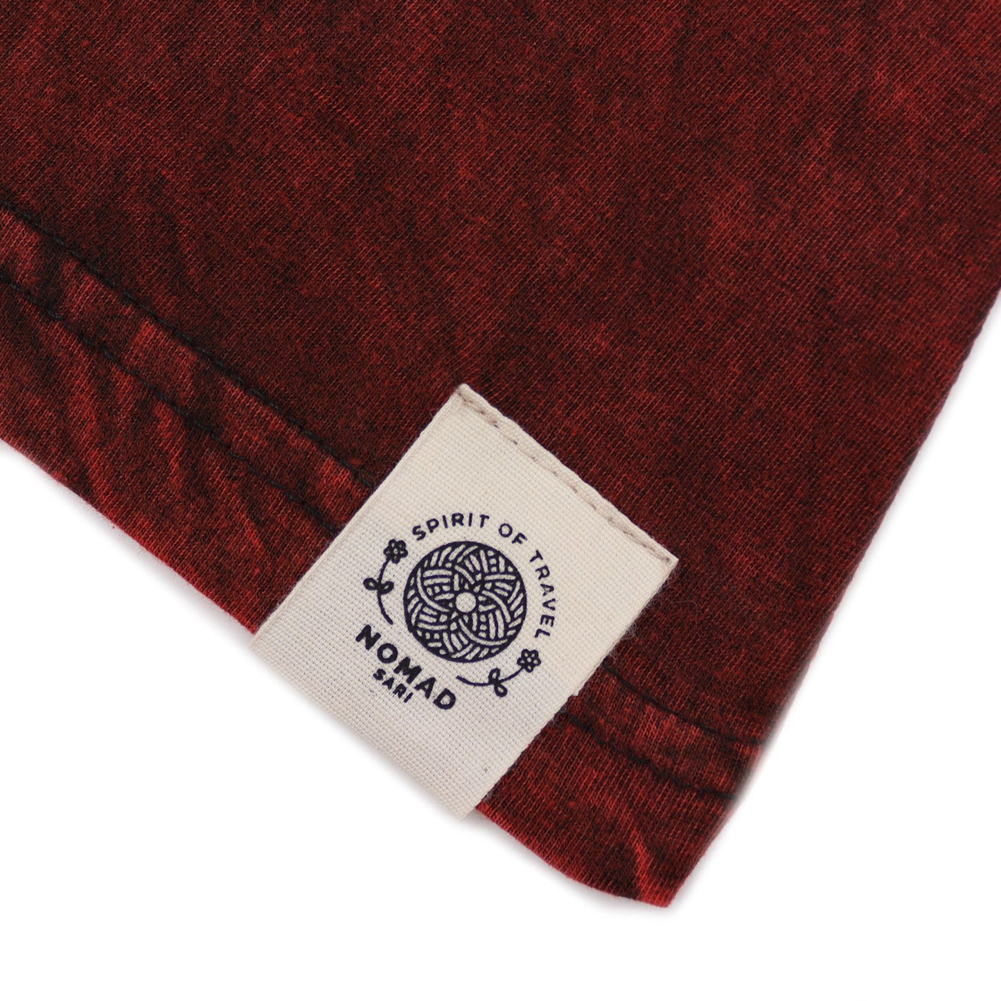 Nomad Sari Stonewashed Cotton T-Shirt - Mandala - Maroon - Medium
