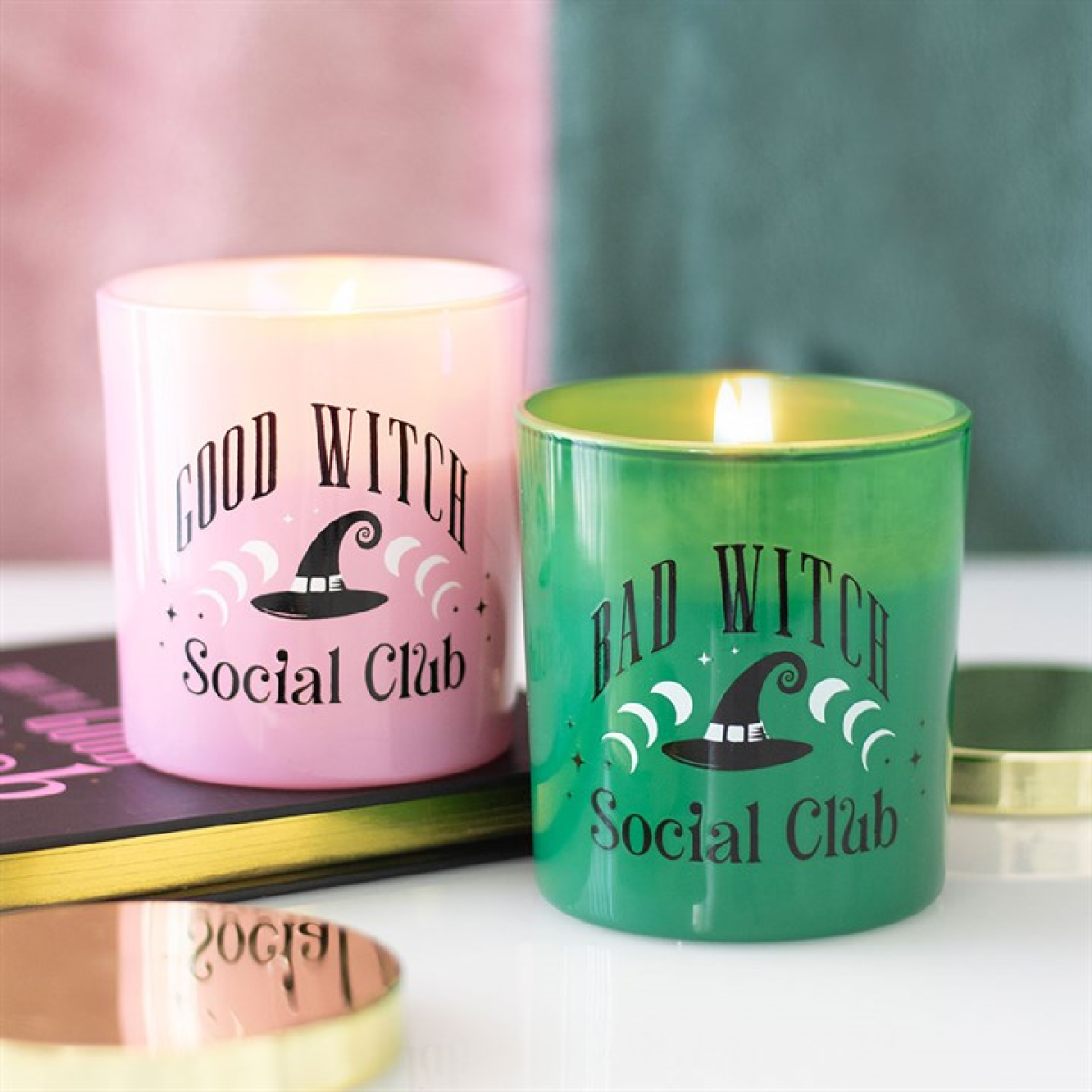 *Set of 2 Good Witch and Bad Witch Scented Glass Candles (12/24)