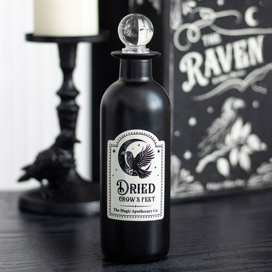 Dried Crow's Feet Decorative Glass Potion Bottle